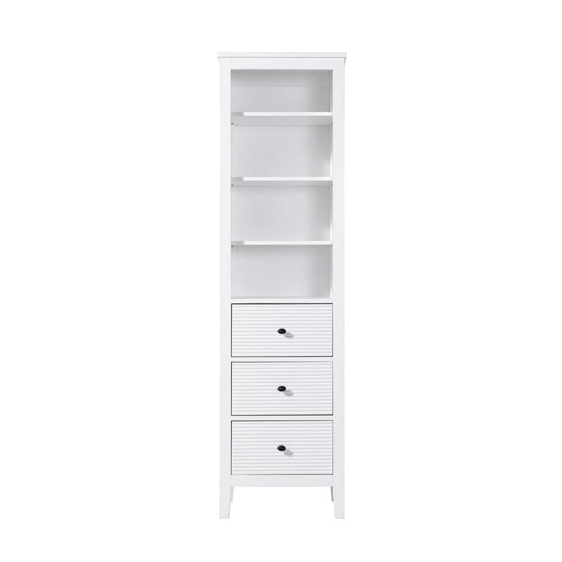 20 Inch Open Shelving Bath Storage Cabinet in White, 72" H x 20" W x 18" D, White