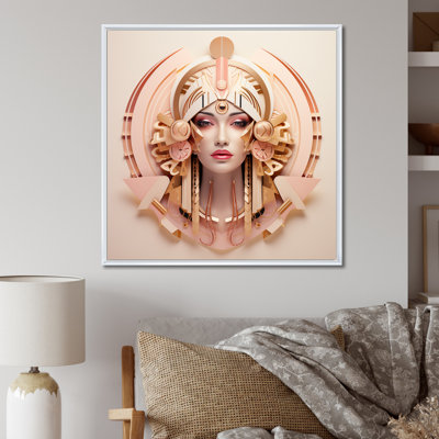 Futuriste modèle glam en rose pastel et or I - impression
