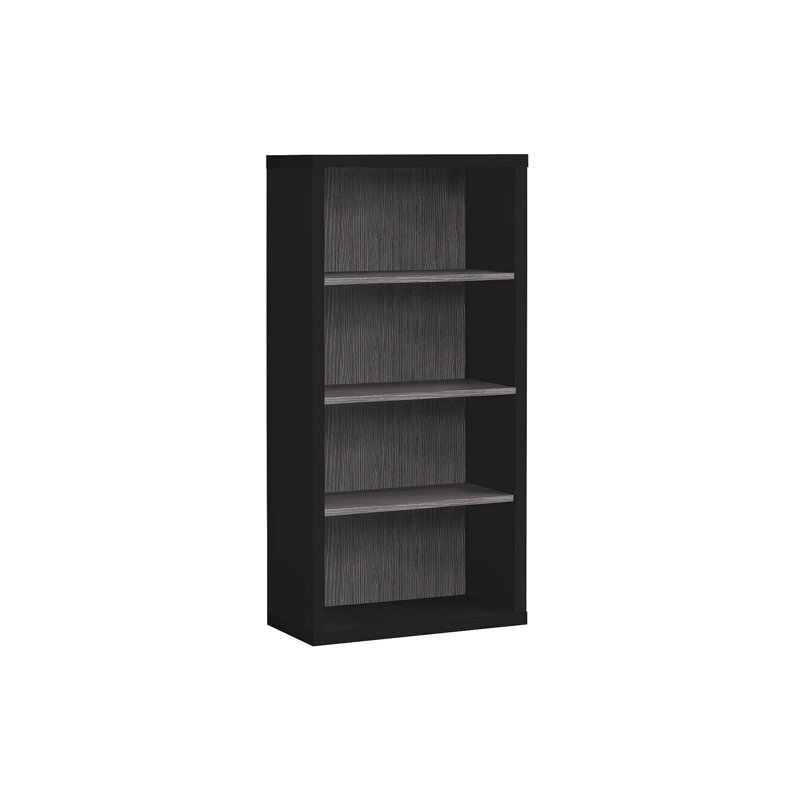 Bibliothèque, bibliothèque, étagère, 5 niveaux, H 48 po, bureau, chambre à coucher et stratifié, contemporain, moderne, Noir