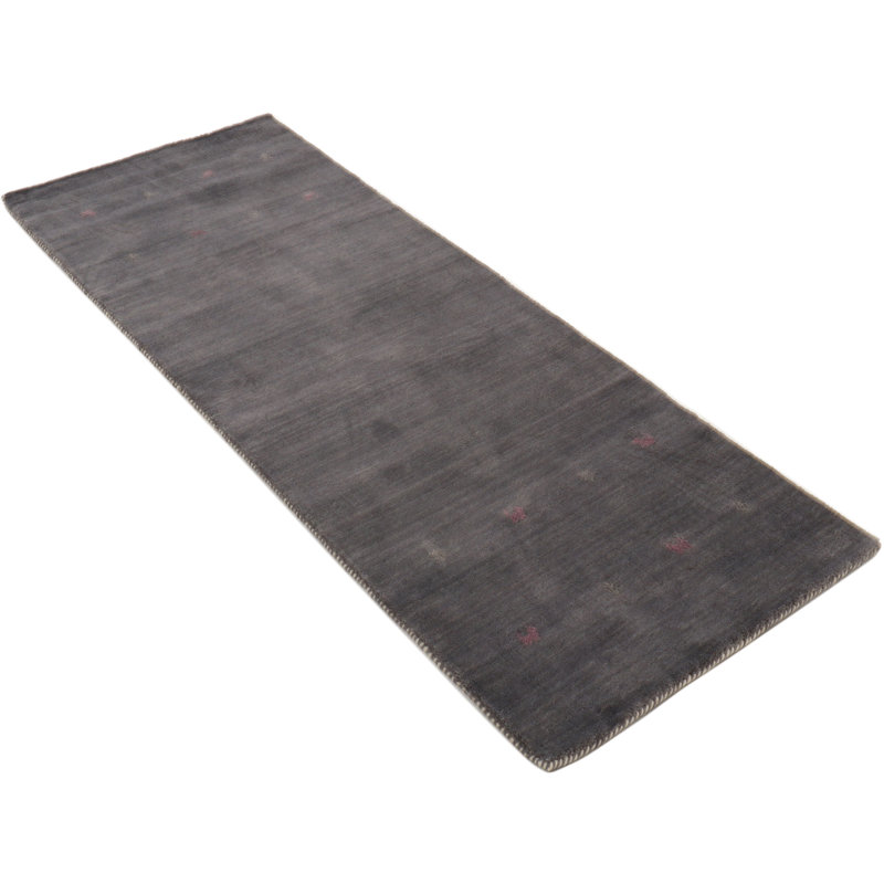 Handwoven Wool Gabbeh Uni Grey Rug, Runner 80 x 600cm