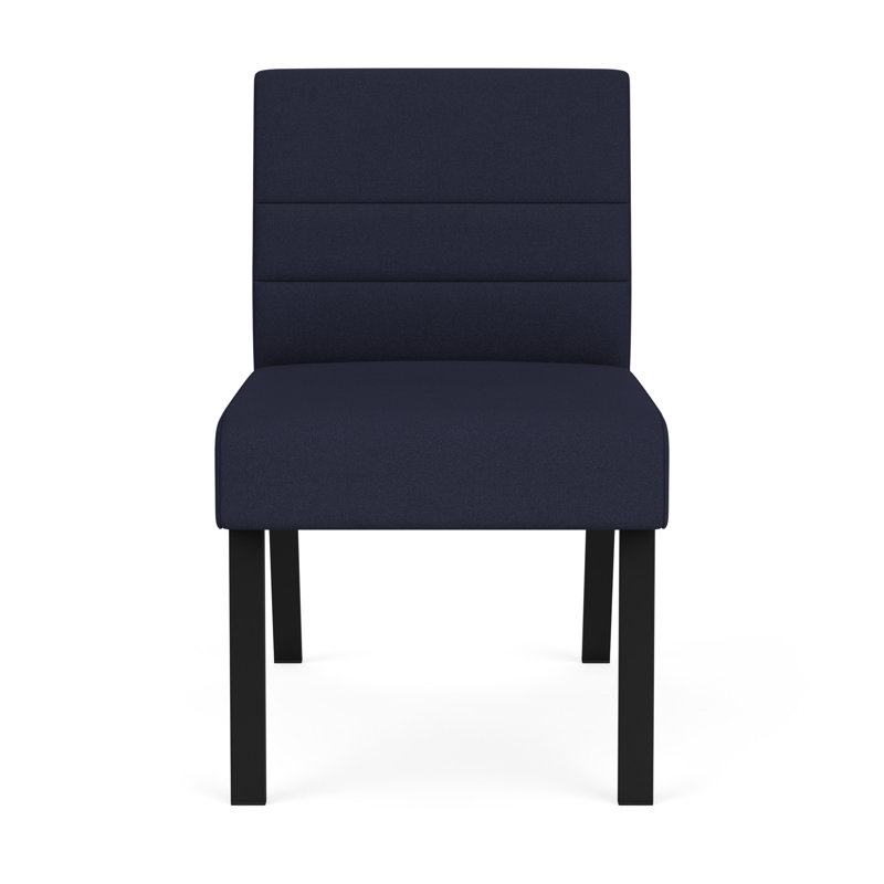 Chaise d'invité sans accoudoirs Waterfall, Noir, Portes ouvertes en tissu bleu marine
