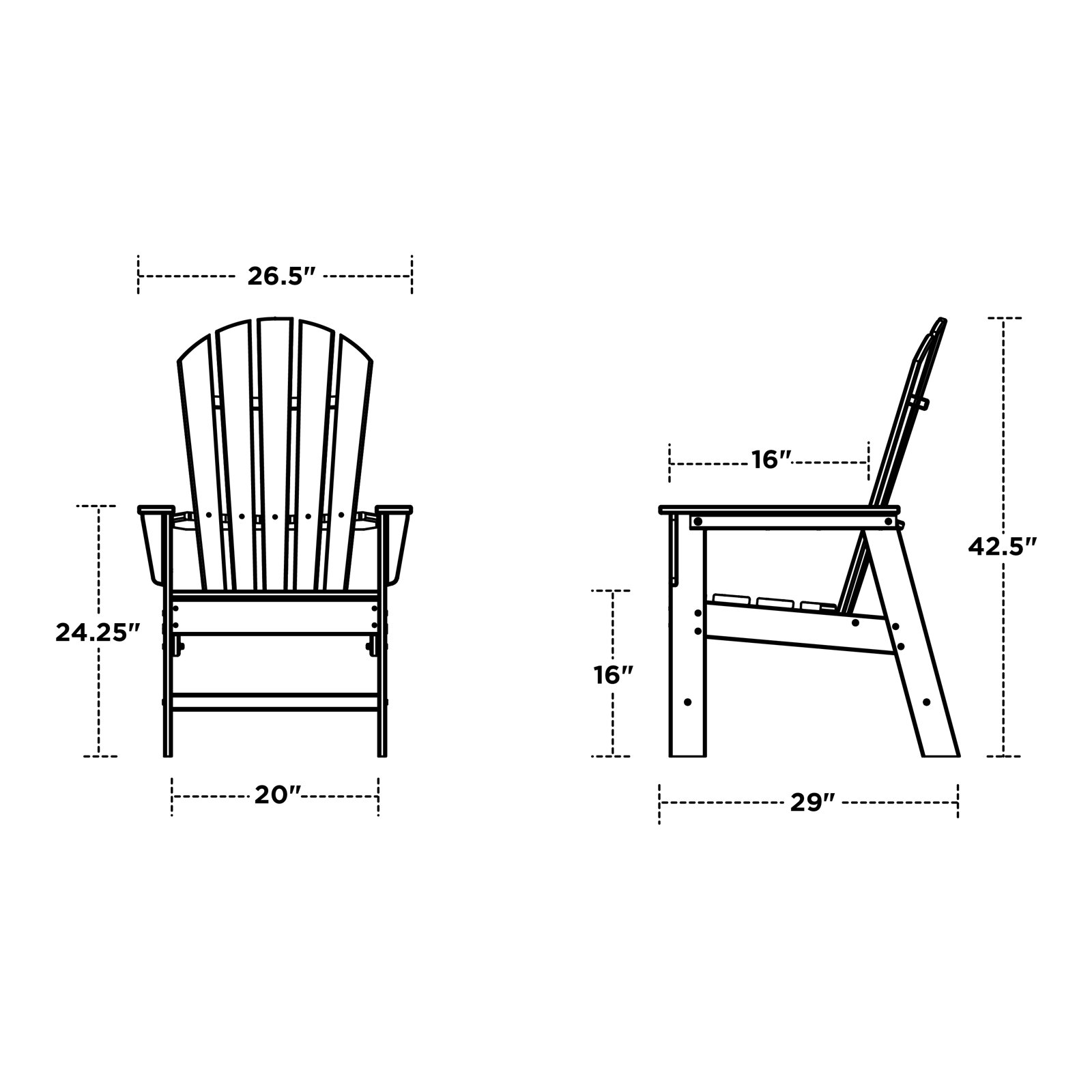POLYWOOD South Beach Casual Chair, Aruba
