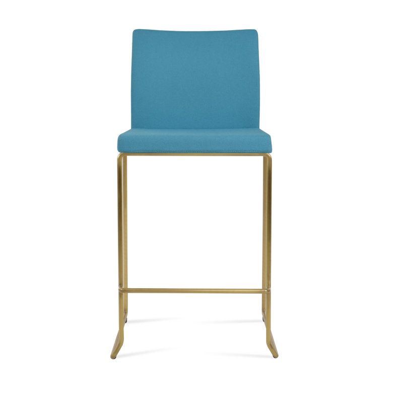 Tabouret de bar et de comptoir empilable en laine Aria, Laiton, Tabouret de comptoir (siège d’une hauteur de 24, Turquoise