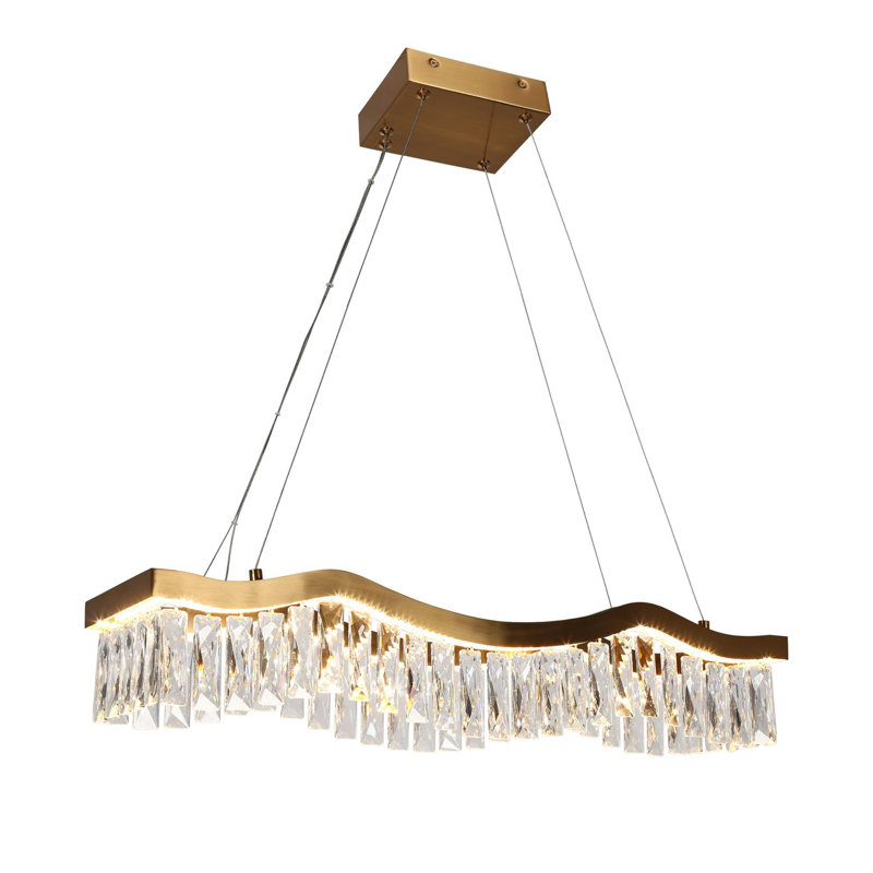 Barela 1 - Light LED Glam Modern Linear Kitchen Island Pendant, Gold