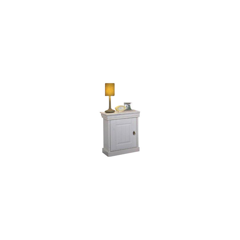 51cm W Solid Wood Bedside Table, White waxed