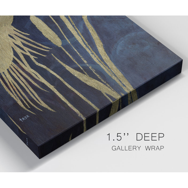 «Egret on Indigo I», reproduction d'art sur toile tendue, H 16 po x l 8 po x P 1 po