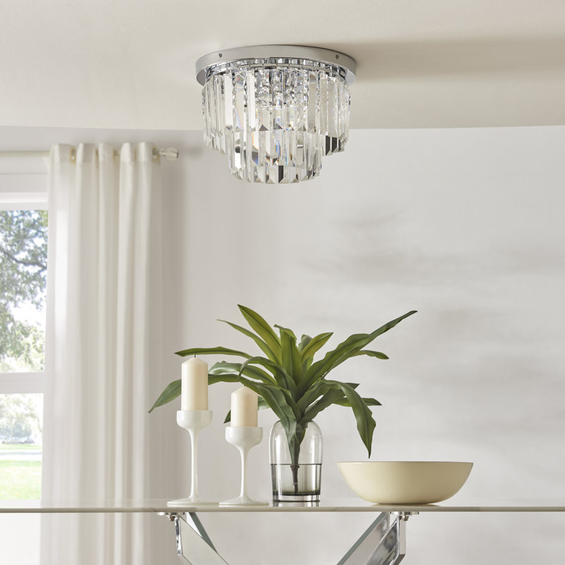 Bella Flush Acrylic Crystal Chandelier Drop Ceiling Light - Modern Glam Style