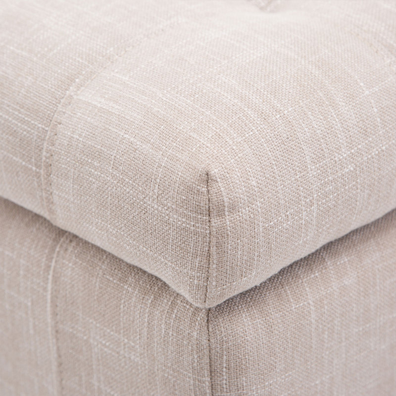 Caffin Upholstered Flip Top Storage Bench, Cream
