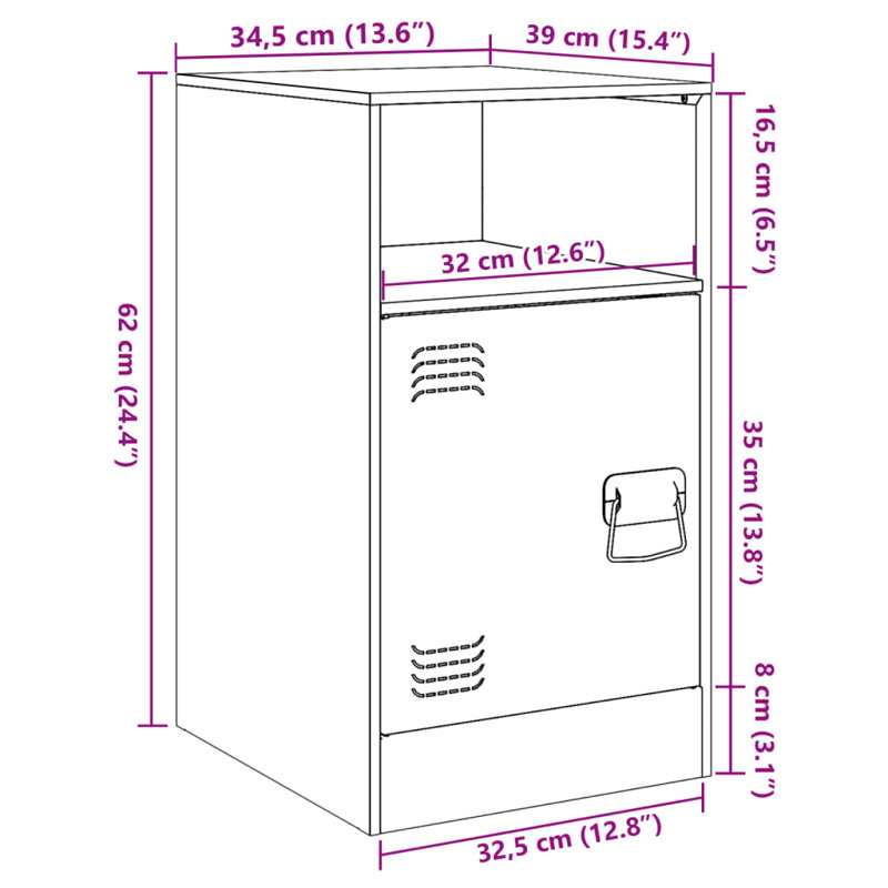 Lars 34.5cm W Steel Bedside Table, Pink