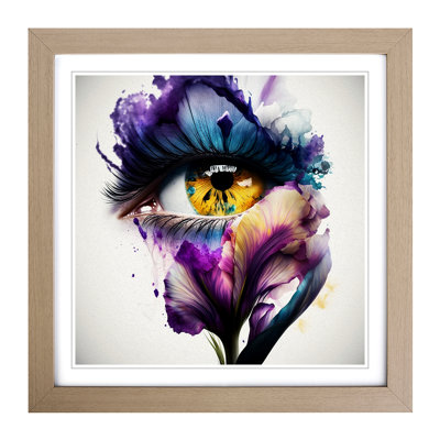 Iris Flower Double Exposure - Single Picture Frame Print on Wood
