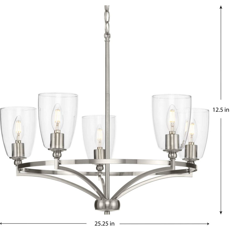 Charnai 5 - Light Dimmable Chandelier, Brushed Nickel