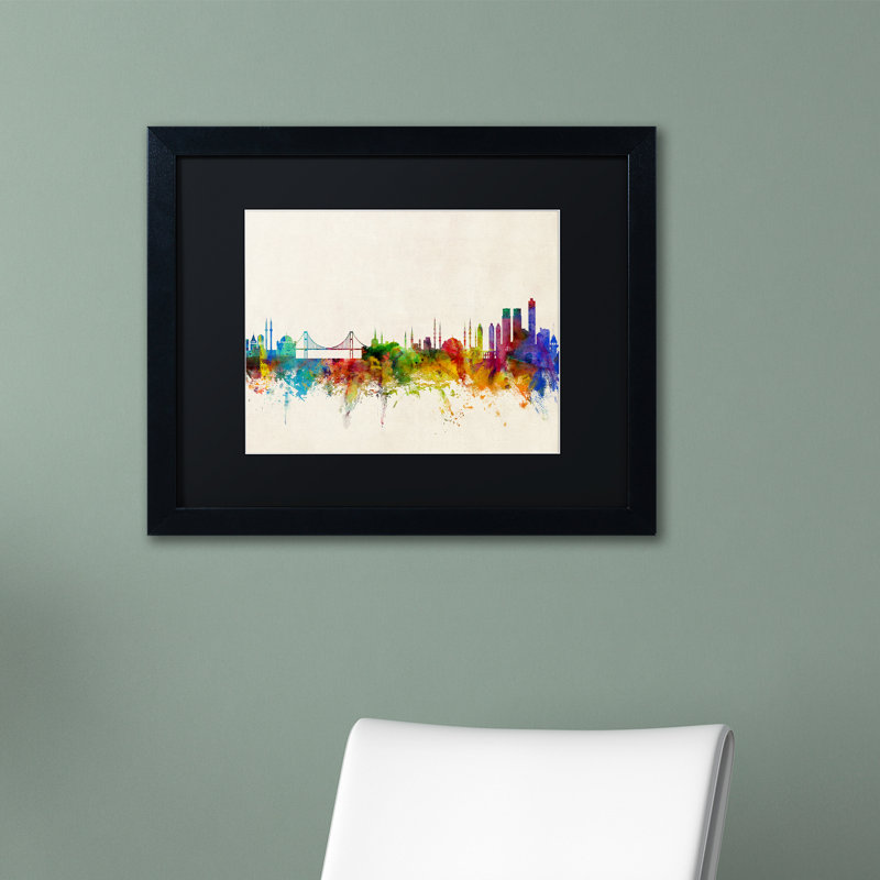 « istanbul turquie horizon », impression encadrée, H 11 po x l 14 po x P 0,5 po, Blanc