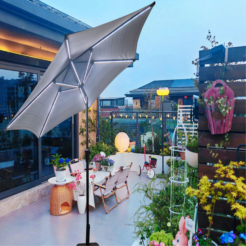 PARAPLUIE 9 PIEDS AVEC LUMIÈRE et rayures, Rayures bleues