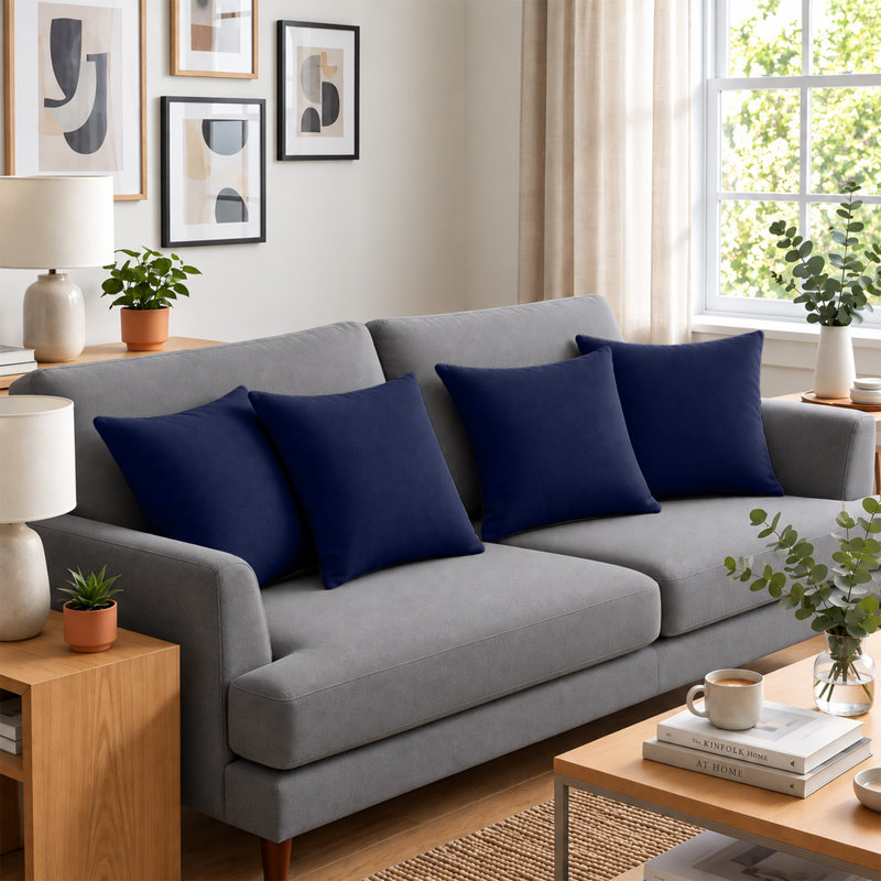 Soft Premium Microfiber Dyed Cushion Cover, NAVY