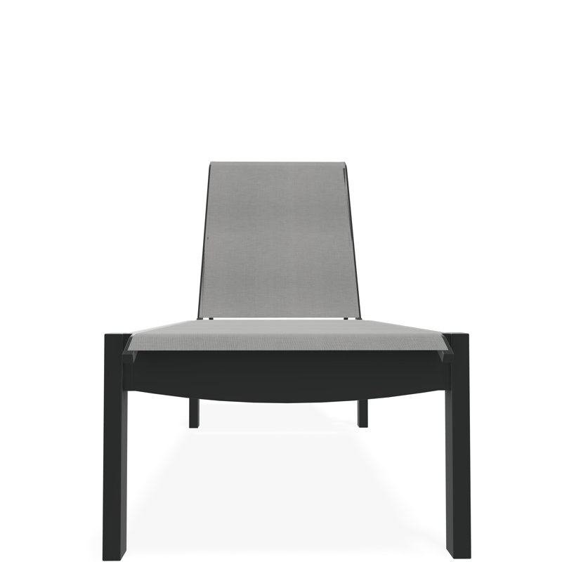 Chaise longue sans accoudoirs empilable en polymère avec accoudoirs Leeward, Graphite, Alliage Sunbrella®