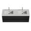 Meuble-lavabo 60 po avec lavabo à surface solide blanc brillant et tiroirs noirs doux, meuble-lavabo mural flottant, lavabo une pièce blanc brillant, meuble-lavabo pré-assemblé