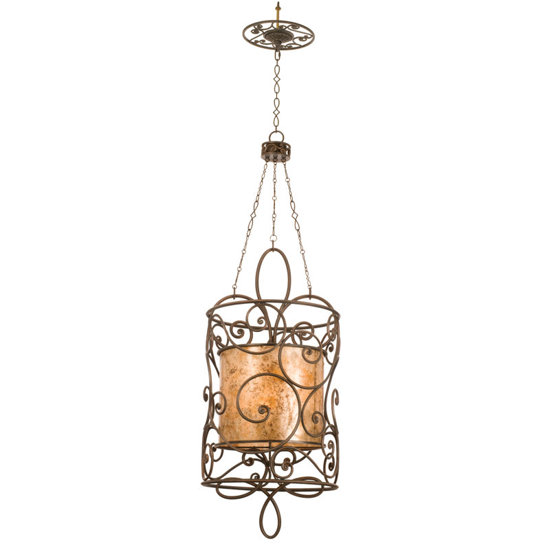 Windsor 12 LT Chandelier Kalco, Antique Copper, Tea stained mica shade