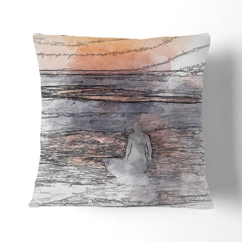 Surfer at Sunset Cushion with Filling, 40cm H x 40cm W x 15cm D