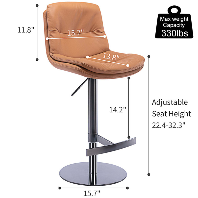Tabouret de bar pivotant à 360 degrés, Brun