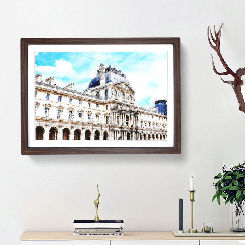 Winter Palace in St. Petersburg Russia - Picture Frame Painting Print, 45cm H x 63cm W x 2cm D, Walnut Framed