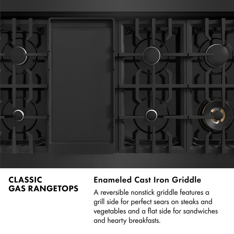 Zline 48 In. Classic Gas Rangetop With 8 Burners And Porcelain Cooktop In Black Stainless Steel
