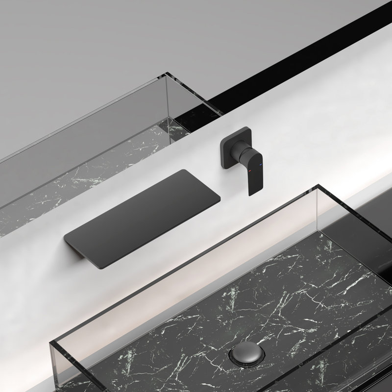 Matte Black Waterfall Faucet For Bathroom Sink, Single Effortless Water Flow Control, , Quality Brass Constructed Sink With Function, Simple Operation, Formed