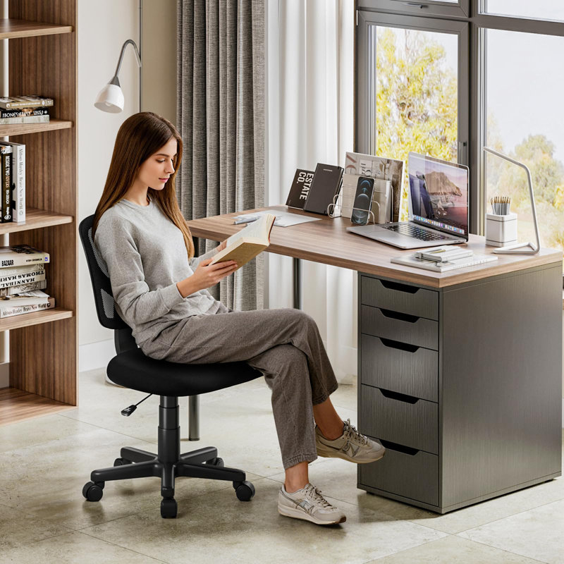 Height Adjustable Office Chair Swivel Computer Chair Ergonomic Mid-back Armless Mesh Desk Chair Padded Seat Cushion For Office