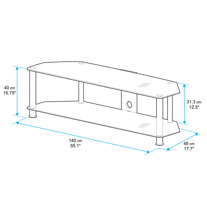 Episkopi Unfinished TV Stand for TVs up to 65", Black/Silver/Chrome