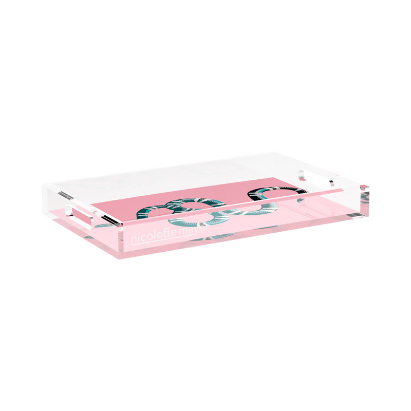 Serpent Acrylic Rectangle Decorative Tray, Pink, 17"W x 10.5"D x 2"H