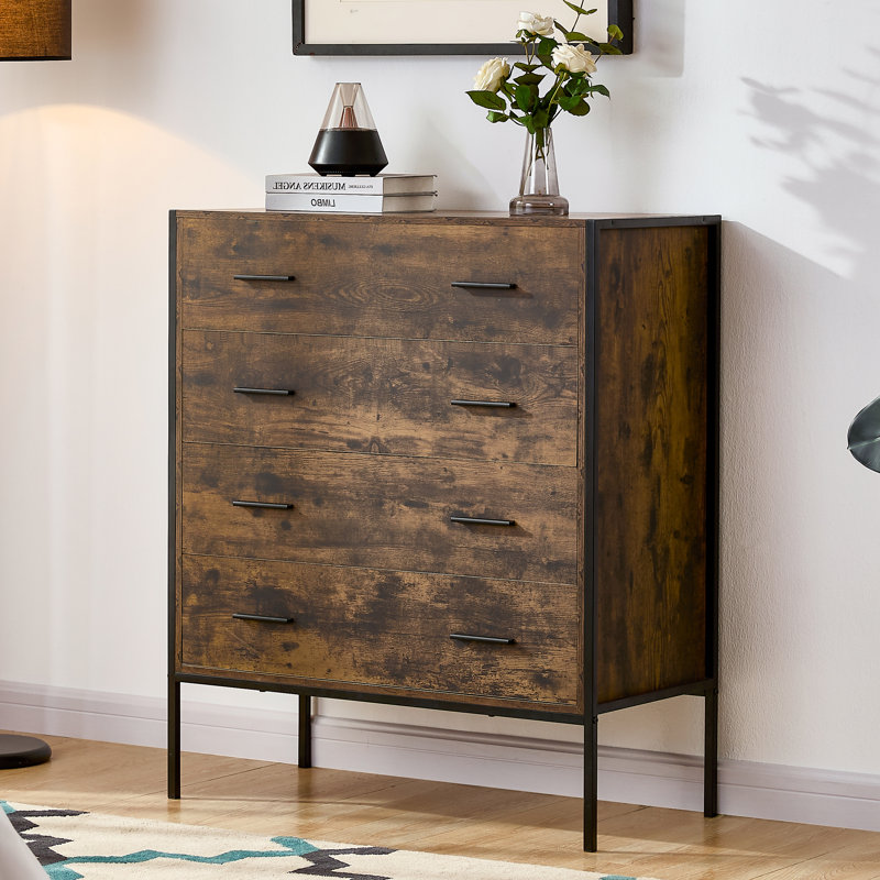 Oscar 4 Drawer 83Cm W Chest of Drawers, Dark Wood