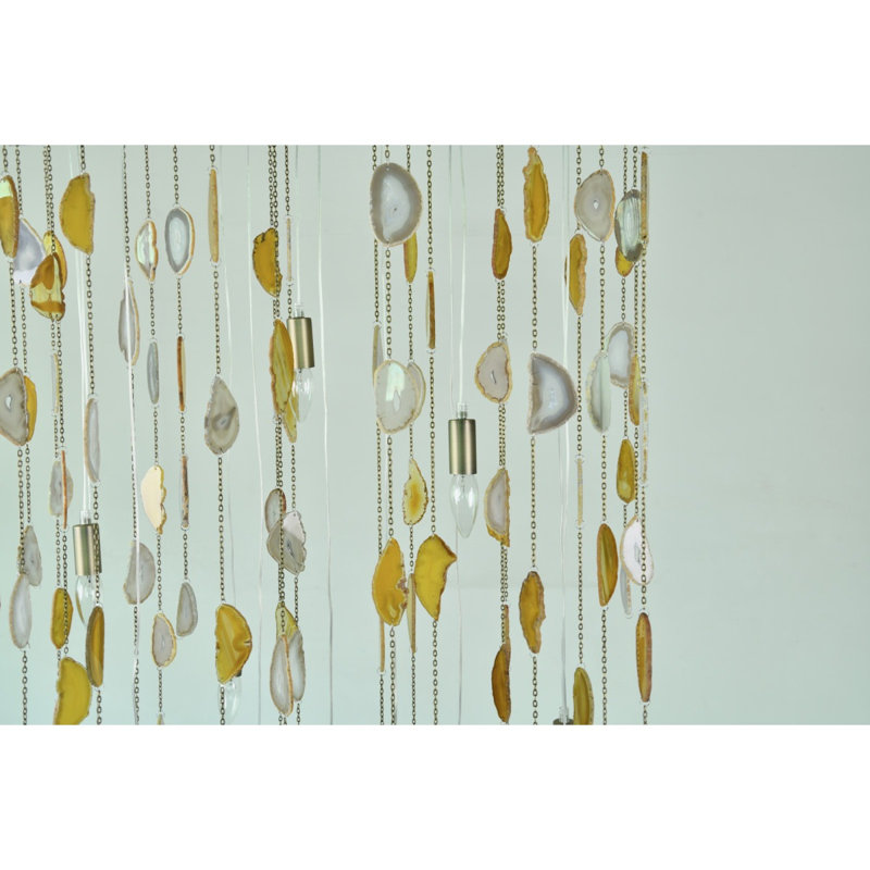 Lustre cascade Golden Agate, 24 po de longueur x 10 po de largeur x 39 po de ha, Fumée, Bronze Antique