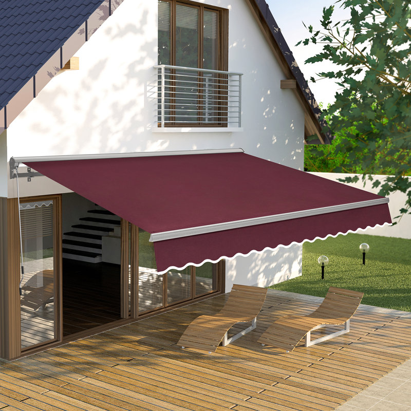 Patio Awning  Sunshade Canopy with Half-Cassette for Manual Retractable Awnings, Red