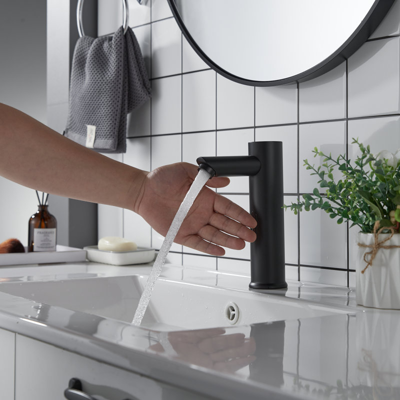 Robinet de lavabo pour salle de bain sans contact, Noir mat