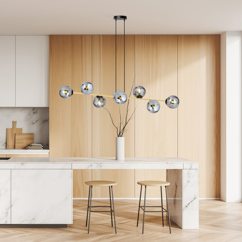 Ambyr 8 - Light Kitchen Island Pendant, Black, Grey