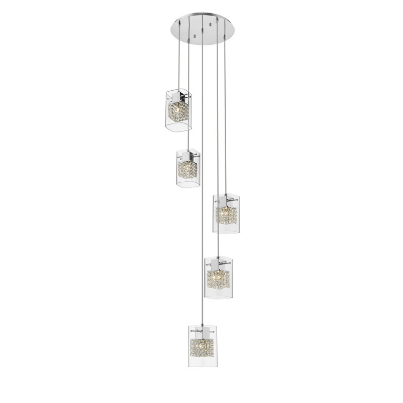 Damaris 5 - Light Crystal/Metal/Glass Cluster Pendant