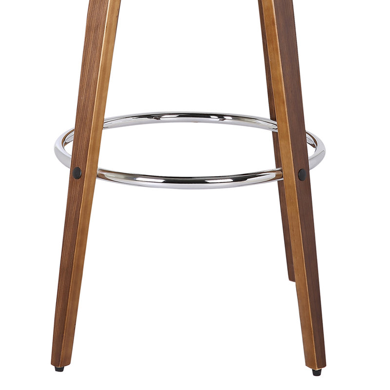 Maxime Swivel Upholstered Counter Stool with Solid Wood Frame, 63.5cm, Black/Walnut