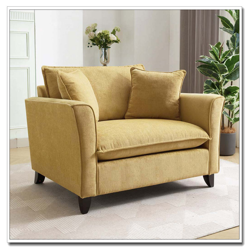 Fauteuil surdimensionné en chenille 46,9 po, Jaune