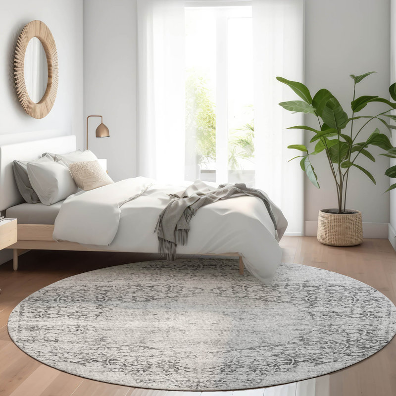 Tapis d'intérieur / extérieur gris Sylvia , 8 pi x 8 pi