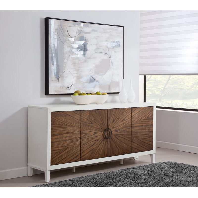 Bodha 68-Inch Wood Sideboard, White/Brown