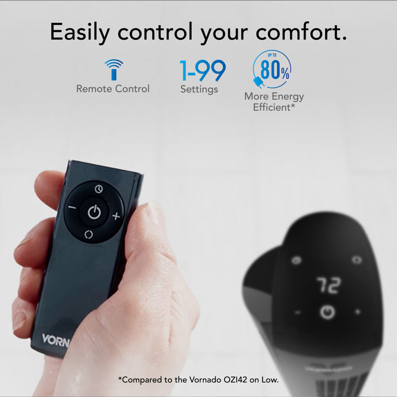 OZI42DC 42 in. Variable Fan Speeds Tower Fan in Black with 1164 ft. Per Min Air Flow