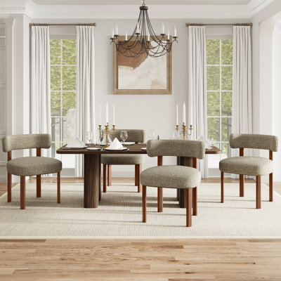 Solid Wood Upholstered Fabric Dining Chairs