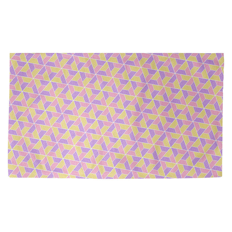 Tapis jaune / mauve à motif de trapèzes Avicia, Rectangle 2 pi 2 po x 3 pi 4 po