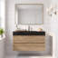 Meuble-lavabo flottant mural moderne 36 po en chêne avec lavabo à surface solide noir mat, tiroirs souples-131320889-131320890
