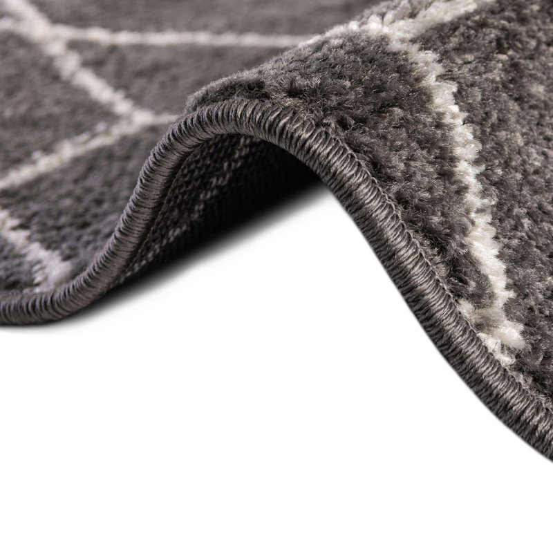 Tapis géométrique Debrodie, Rond 4 pi 1 po, Gris foncé