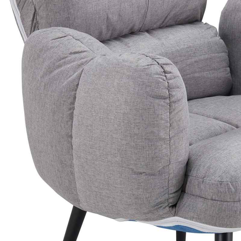 Tauranac Upholstered Accent Chair with Footstool, Grey