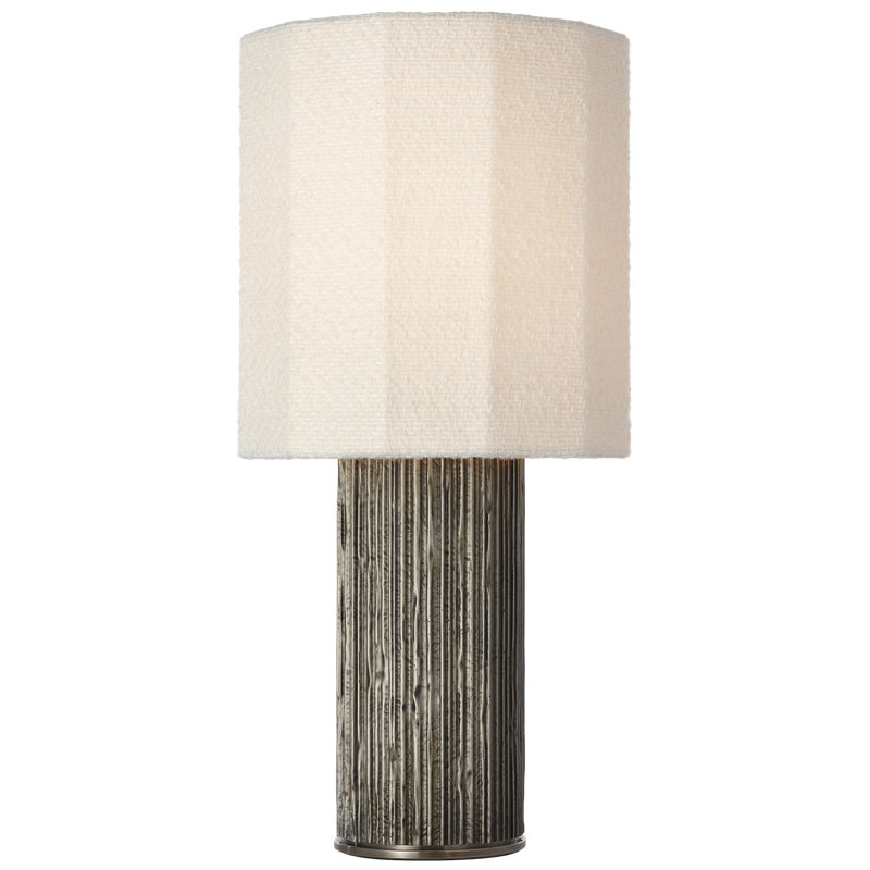 Anne-Marie Barton Fumar Table Lamp with Bouclé Shade, Gray, 23.5" H x 11" W x 11" D
