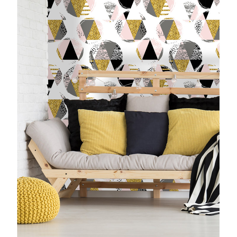 Rouleau de papier peint adhésif à motif de triangles géométriques amovibles France L 10 pi x l 25 po