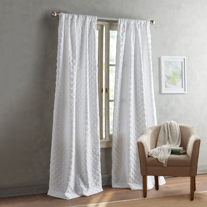 Peri Home Diamond White Curtain Panel Pair, 38" x 108" 