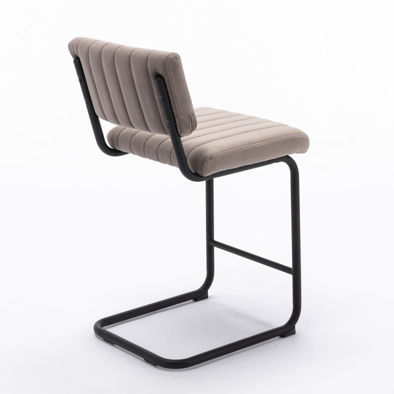Tabouret Estes, Tabouret de comptoir (siège d'une hauteur de 24 p, Velours gris platine