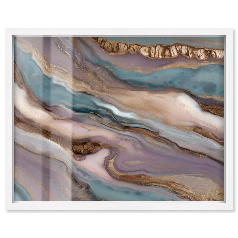 «Oceanic Amethyst Swirl Shadowbox», impression de géode par Art Remedy, H 37 po x l 46 po, Blanc